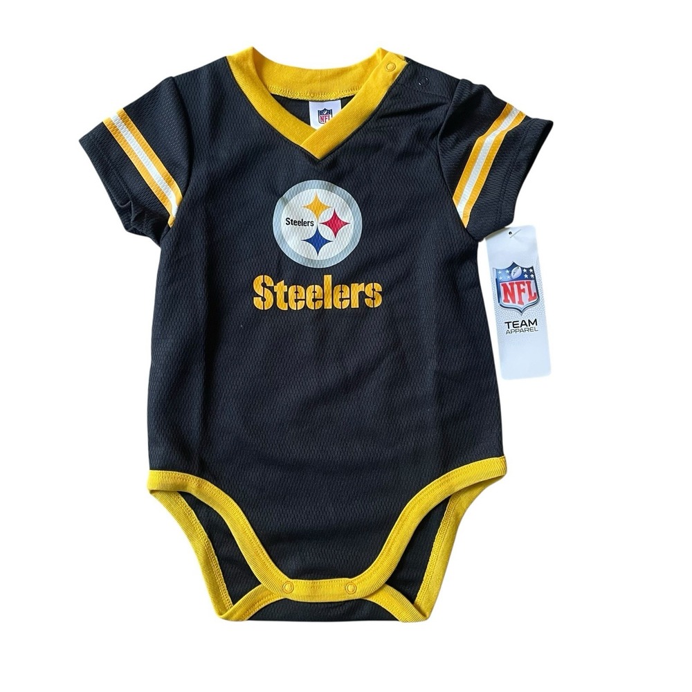Baby‎ Pittsburgh Steelers Short Sleeve Jersey Bodysuit One Piece Size 18 Months
